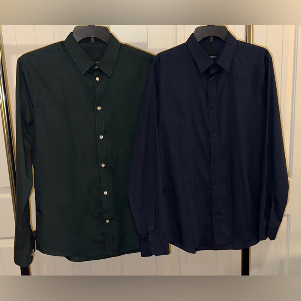 PAIR of H&M button up shirts, size L.